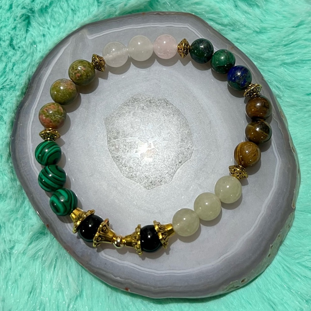 NATURAL CRYSTALS BEADS STRETCHABLE BRACELET - Picture 2 of 3